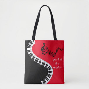 Tote Bag Votre nom / Couleur Rouge Arbre Clé Piano Keys Mu