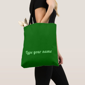 Tote Bag Votre nom en vert clair sur vert clair