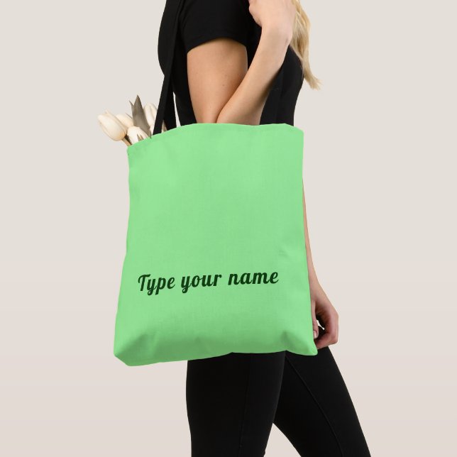Tote Bag Votre nom en vert sur vert clair vert clair (De près)