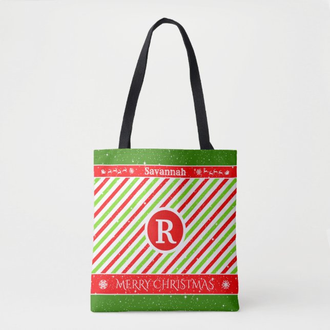 Tote Bag Votre nom | Monogramme pour Noël (Devant)