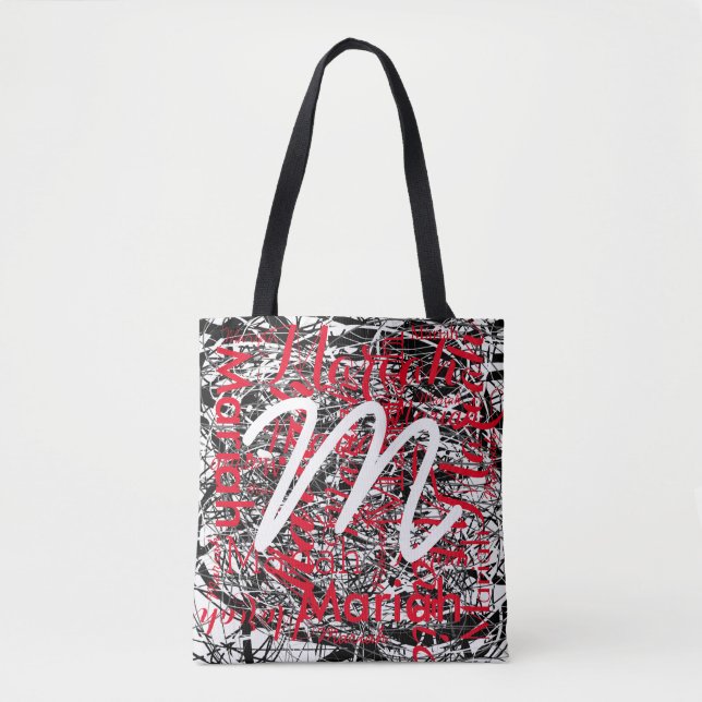 Tote Bag votre nom motif avec graphisme initial cool (Devant)