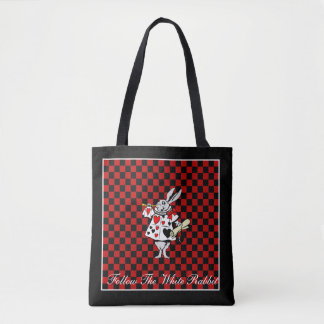 Tote Bag Votre texte/couleur blanc Rabbit Alice au pays des