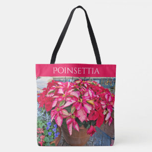 Tote Bag Votre texte : Poinsettia Flower Photo