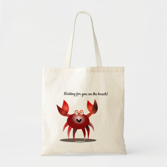 Tote Bag Vous attendez sur la plage ! | Crabe rouge mignon (Devant)