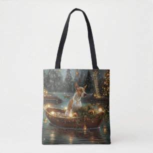 Tote Bag Voyage de fête de Noël de Bull Terrier