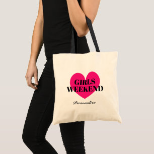 Tote Bag Voyage de fin de semaine filles neon rose coeur ic