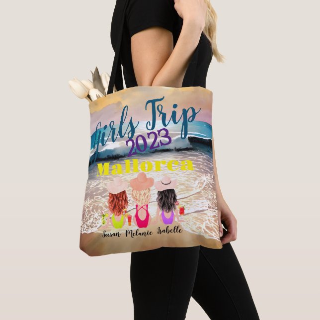 Tote Bag Voyage des filles plage mer mer vacances personnal (De près)