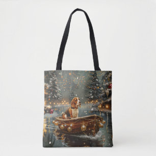 Tote Bag Voyage festif de Noël beagle
