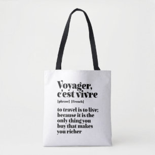 Tote Bag Voyager français inspiré Voyager C'est Vivre