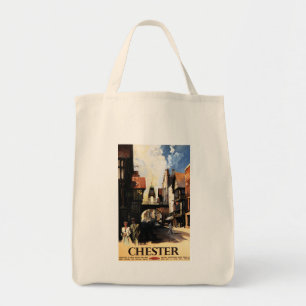 Tote Bag Vue de rue avec le rail d'horloge de couples et de