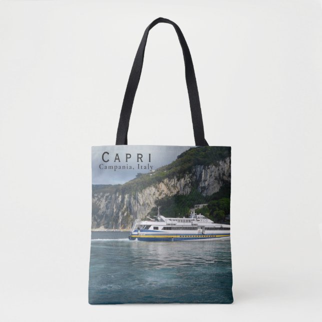 Tote Bag Vue pittoresque du bateau à passagers à Capri Ital (Devant)