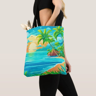 Tote Bag Vue sur la côte du coucher de soleil du Paradis tr