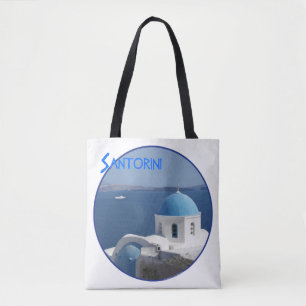 Tote Bag Vue sur le port de Santorin
