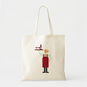 Tote Bag Waiter with wine