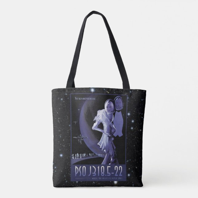 Tote Bag Wandering Planet annonce l'espace vacances tourist (Dos)