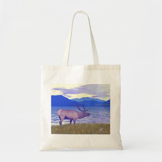 Tote Bag Wapiti (Elk) Sur Le Lac (Devant)