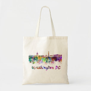 Tote Bag Washington DC skyline in watercolor
