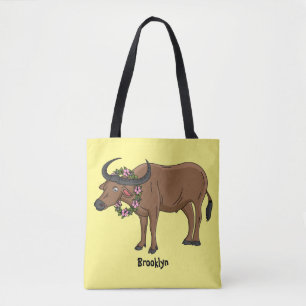 Tote Bag Water buffalo with flowers