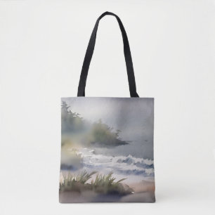 Tote Bag Watercolor Beach bord de mer Moderne