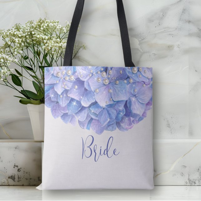 Tote Bag Watercolor Blue Hydrangea Pearl (Créateur téléchargé)