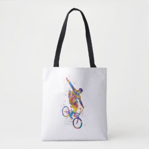 Tote Bag Watercolor bmx rider