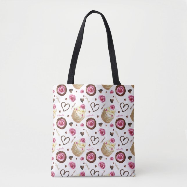 Tote Bag Watercolor cupcakes (Devant)
