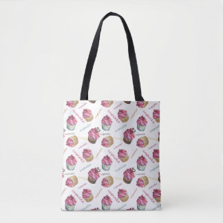 Tote Bag Watercolor cupcakes
