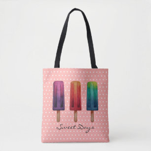 Tote Bag Watercolor Cute Popsicle Glaces Creams