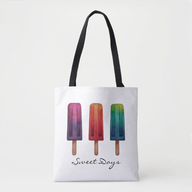 Tote Bag Watercolor Cute Popsicle Glaces Creams (Devant)