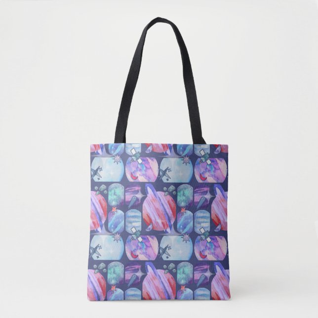 Tote Bag Watercolor Galaxy Patchwork (Devant)
