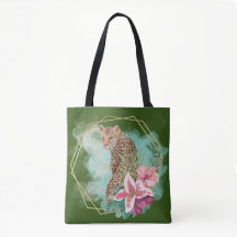 Watercolor Leopard et Tropical Frame