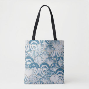 Tote Bag Watercolor sea shell japonais vagues transparent p