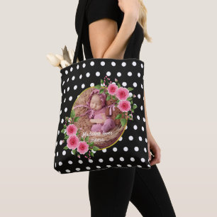 Tote Bag We Love You Mom Custom Mothers Day 2 Photo Collage