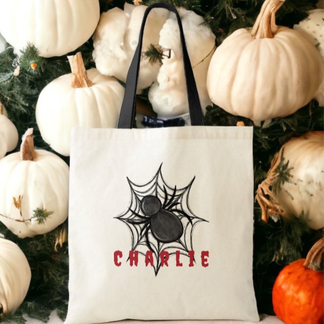 Tote Bag Web personnalisé Halloween Trick ou Treat Spider (Créateur téléchargé)