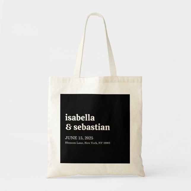 Tote Bag Wedding Black Retro Font (Devant)