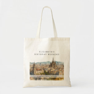 Tote Bag Week-end d'anniversaire aquarelle sur la skyline d