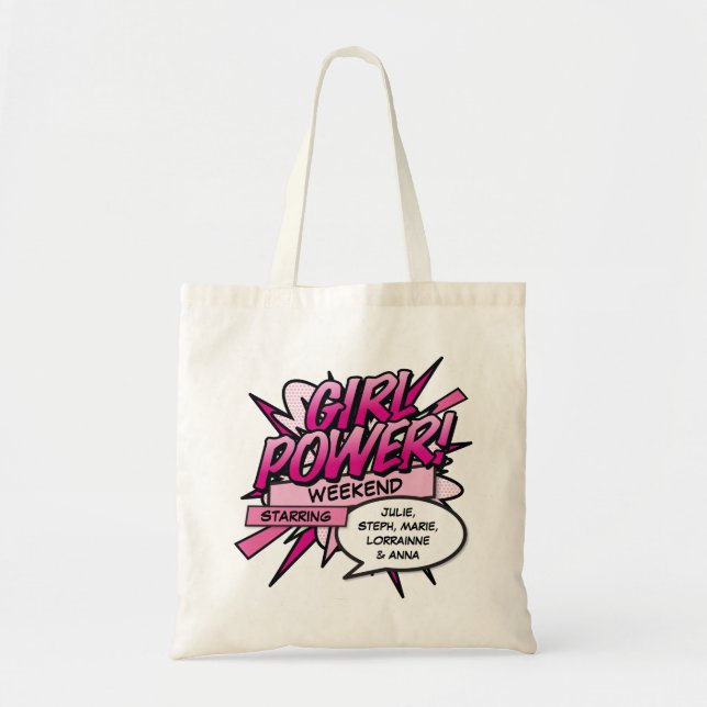 Tote Bag Week-end de filles POWER FILLE personnalisé (Devant)