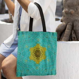 Tote Bag Weer Mandala bleu et jaune