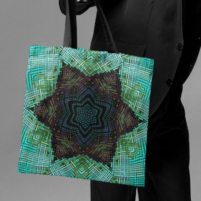 Tote Bag Weer Mandala Vert bleu et violet (Créateur téléchargé)