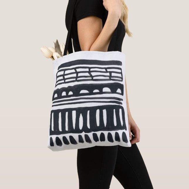 Tote Bag Weft I | Aquarelle noire moderne (De près)