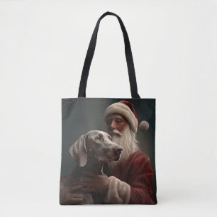 Tote Bag Weimaraner avec Noël Festif du Père Noël