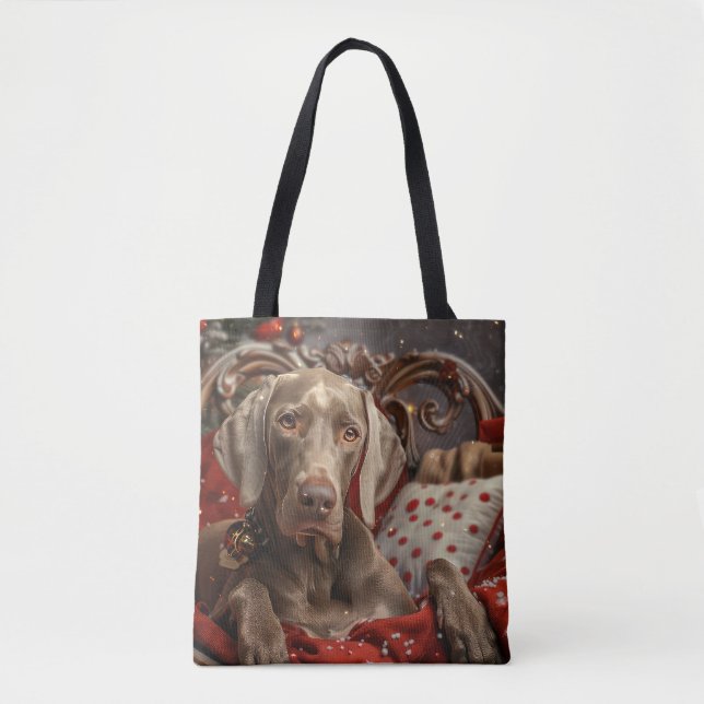 Tote Bag Weimaraner Chien Festif de Noël (Devant)