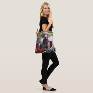 Tote Bag Weimaraner sur une pagaie : une aventure pittoresq