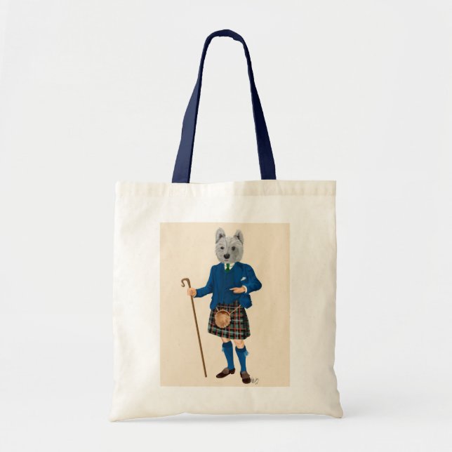 Tote Bag West Highland Terrier à Kilt (Devant)