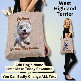 Tote Bag West Highland Terrier, Ajouter le nom du chien, mo