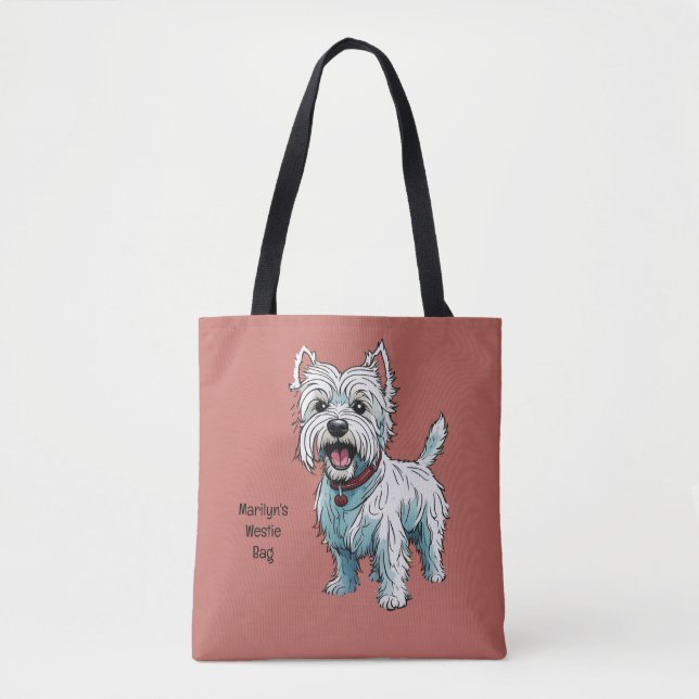 Tote Bag West Highland Terrier, Westie. Modifiable (Devant)