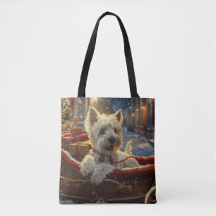 Tote Bag West Highland White Terrier Chien Festif de Noël