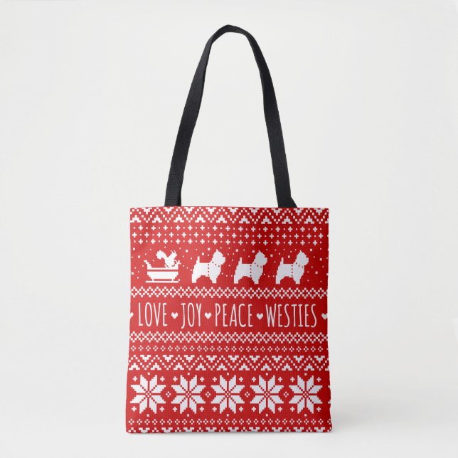 Tote Bag West Highland White Terriers Noël Westie Chiens (Devant)