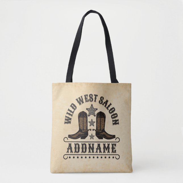 Tote Bag Western Cowboy Boots AJOUTER LE NOM Sheriff Spurs  (Devant)