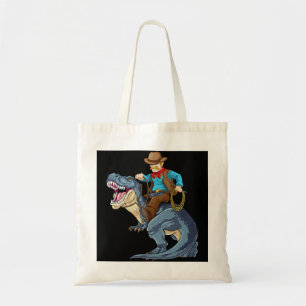 Tote Bag Western Cowboy Riding T Rex Dinosaur Wild West Din